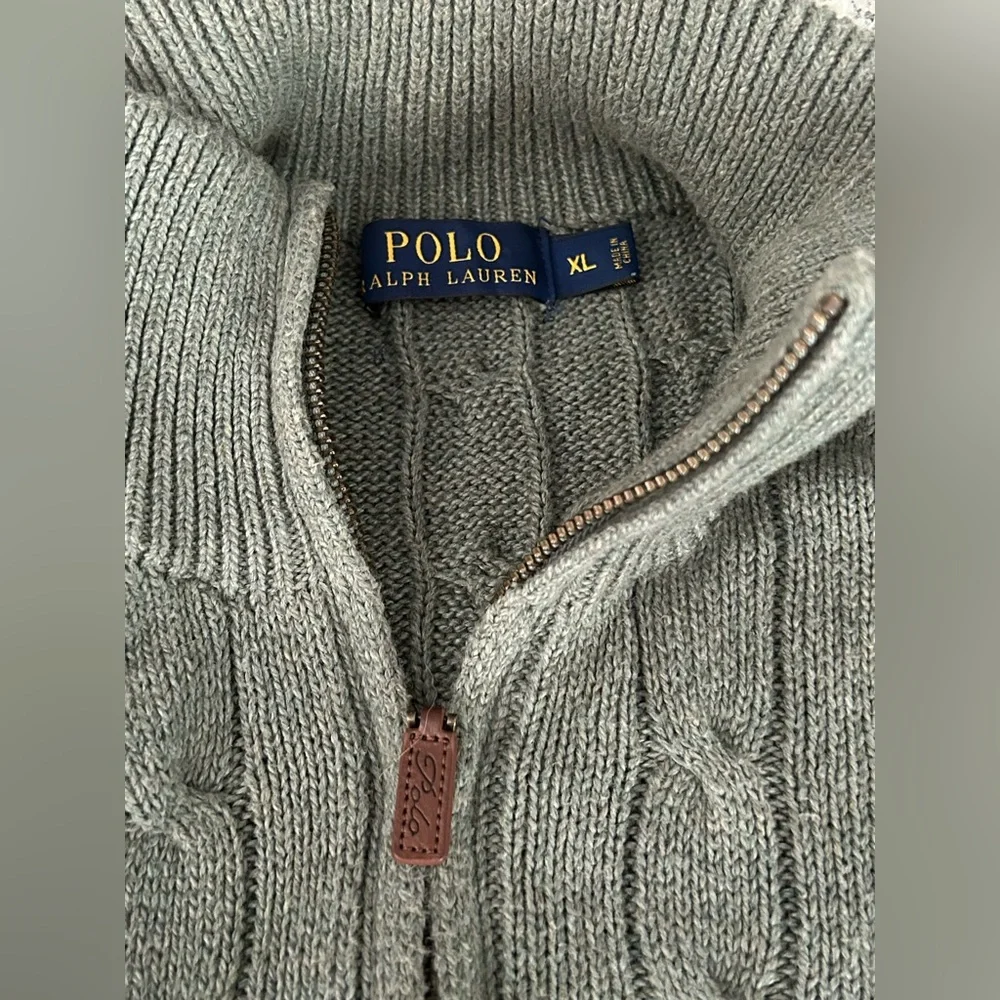 Ralph Lauren Polo Half Zip Cable Knit Sweater Logo Size XL - Picture 6 of 10